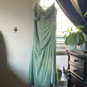 Azazie. Sage green. Style: Deandra